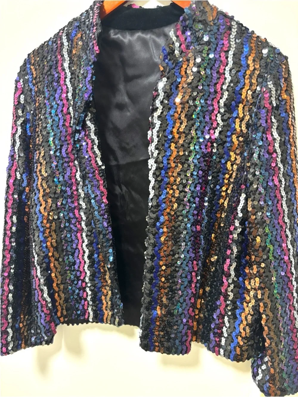 Deadstock Rainbow Sequin Blazer Jacket Vintage Wm A Lewis Chicago Pre-1972 Rare